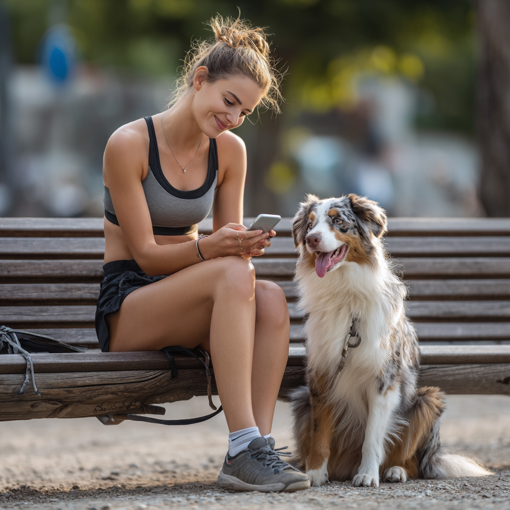 Moderner Hund mit Smartphone